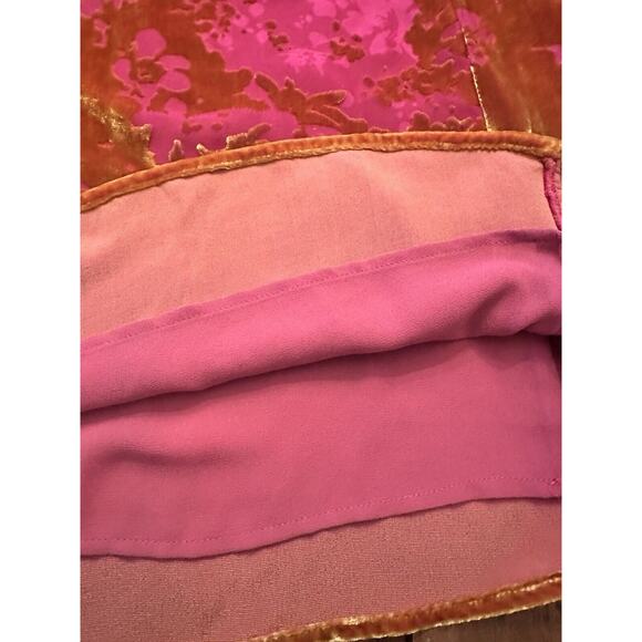 Anthropologie Maeve Ombre Shimmer Tee Top Blouse XS Floral Pink Gold Silk Blend - Picture 8 of 13